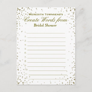 Create Words   Gold Confetti Invitation Postcard