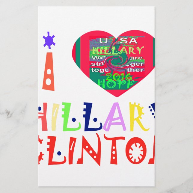 Create You Own Inspirational Hillary Love Quote Stationery (Front)