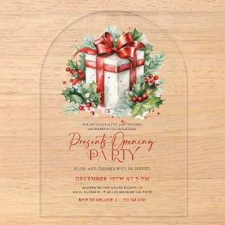 Create Your Christmas Present Opening Party Invite Acrylic Invitations