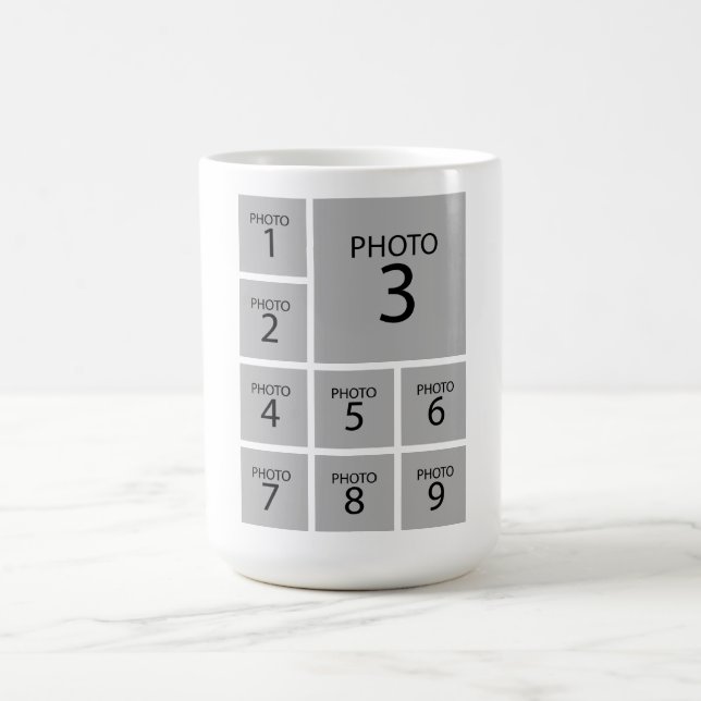 Create your collage Personalised  template 9 PHOTO Coffee Mug (Center)