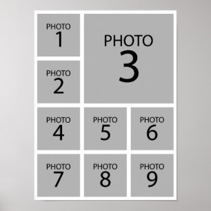 Create your collage Personalized  template 9 PHOTO Poster