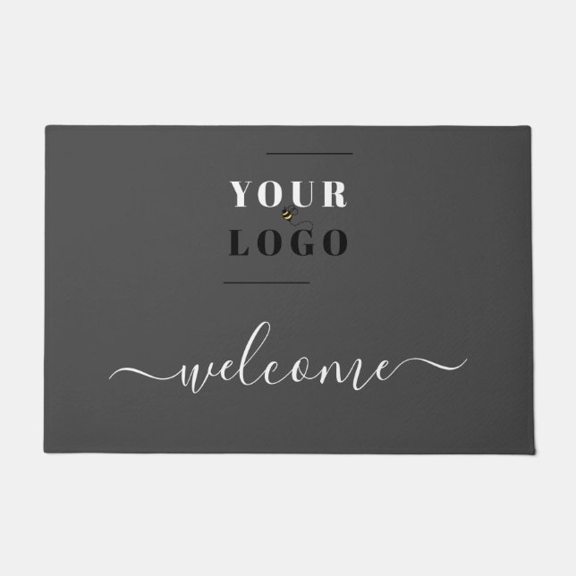 Create your Custom Business Logo Grey Welcome Doormat (Front)