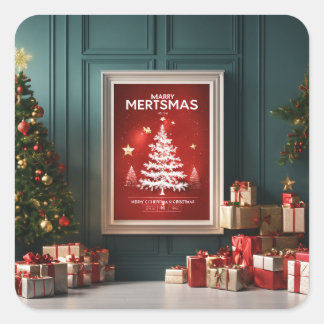 "Create Your Custom Christmas Stickers" Square Sticker