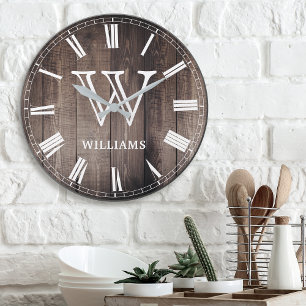 Create Your Custom Monogram Rustic Farmhouse Round Clock