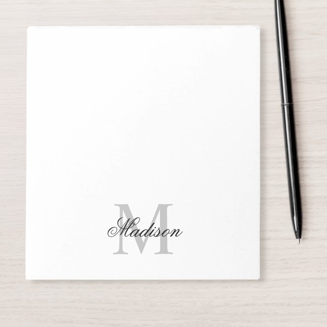 Create Your Custom Name Monogram Calligraphy Black Notepad (Creator Uploaded)
