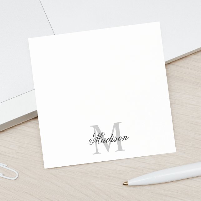 Create Your Custom Name Monogram Calligraphy Black Post-it Notes (This custom name monogram calligraphy post-it note is a stylish way to keep your notes organized)