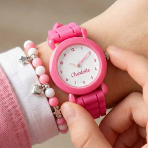 Create Your Custom Name Personalised Girls Pink Watch