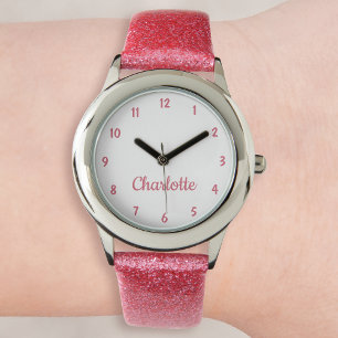 Create Your Custom Name Personalised Girls Pink Watch