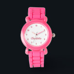 Create Your Custom Name Personalised Girls Pink Watch<br><div class="desc">Create your own personalised, girls fun girly pink glitter strap, stainless steel wrist watch. To edit this design template, simply edit the text fields as shown above. You can even add more text or images, customise fonts and colours. Go ahead create a wonderful, custom watch for the little princess in...</div>