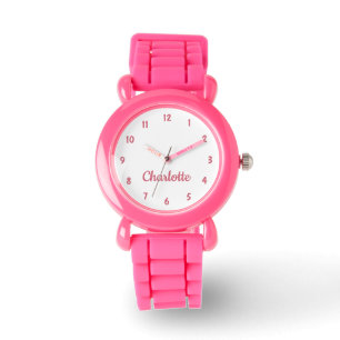 Create Your Custom Name Personalised Girls Pink Watch