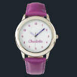 Create Your Custom Name Personalised Girls Purple Watch<br><div class="desc">Create your own personalised, girls fun girly purple strap, stainless steel wrist watch. To edit this design template, simply edit the text fields as shown above. You can even add more text or images, customise fonts and colours. Go ahead create a wonderful, custom watch for the little princess in your...</div>