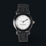 Create Your Custom Name Personalised Girls Silver Watch<br><div class="desc">Create your own personalised, girls fun girly silver glitter strap, stainless steel wrist watch. To edit this design template, simply edit the text fields as shown above. You can even add more text or images, customise fonts and colours. Go ahead create a wonderful, custom watch for the little princess in...</div>