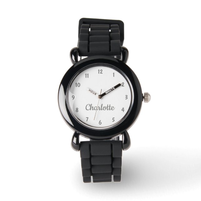 Create Your Custom Name Personalised Girls Silver Watch (Front)