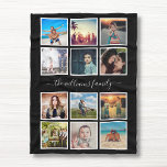 Create Your Custom Photo Collage Memories Black Fleece Blanket<br><div class="desc">Create your own personalised 12 photo collage fleece blanket with your custom images and name. Add your favourite photos, designs or artworks to create something really unique. Easily edit this design template by uploading your own images as shown above. You can even add more text or images, customise fonts and...</div>