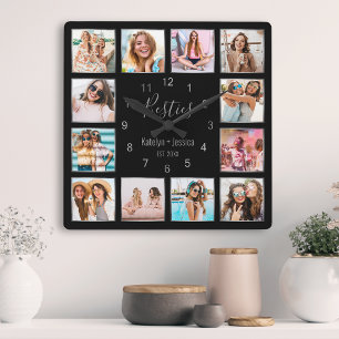 Create Your Custom Photo Collage Modern Friendship Square Wall Clock