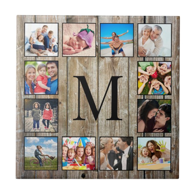 Create Your Custom Photo Collage Rustic Farmhouse Ceramic Tile (Front)