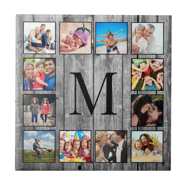 Create Your Custom Photo Collage Rustic Farmhouse Ceramic Tile (Front)
