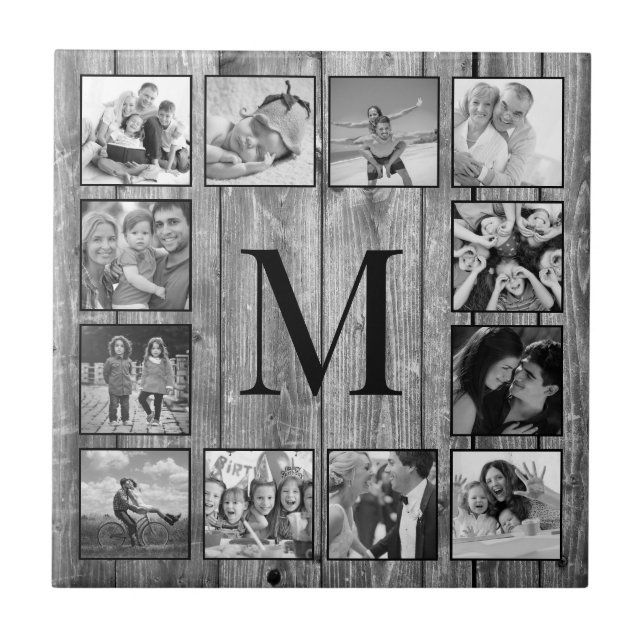 Create Your Custom Photo Collage Rustic Farmhouse Ceramic Tile (Front)