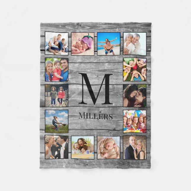 Create Your Custom Photo Collage Rustic Farmhouse Fleece Blanket (Front)