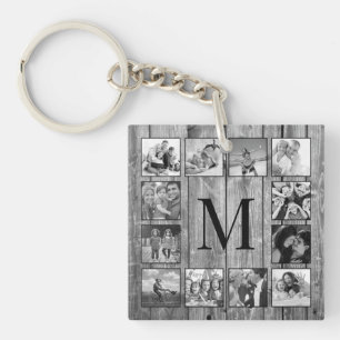 Create Your Custom Photo Collage Rustic Farmhouse Key Ring