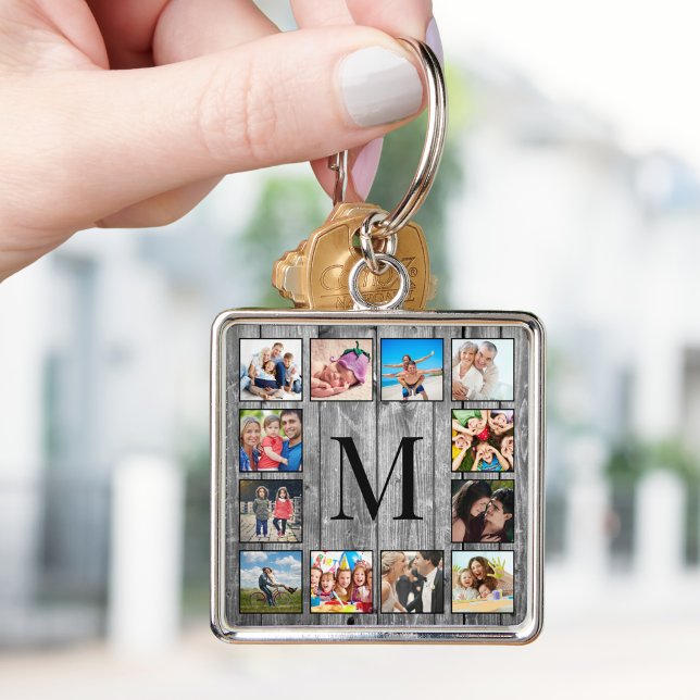 Create Your Custom Photo Collage Rustic Farmhouse Key Ring (Creator Uploaded)