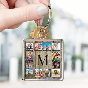 Create Your Custom Photo Collage Rustic Farmhouse Key Ring