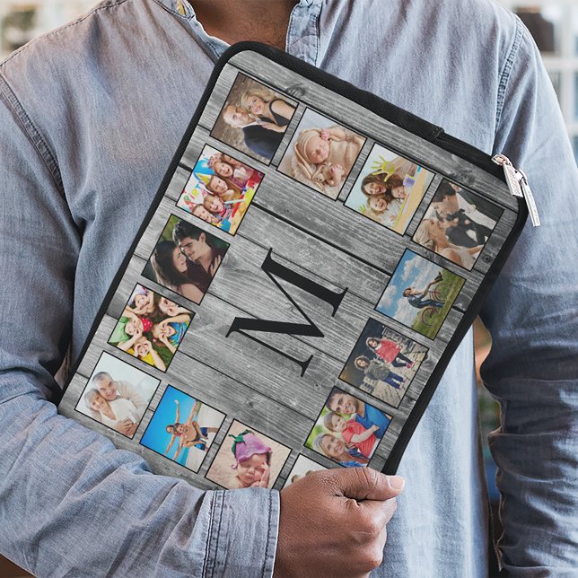 Create Your Custom Photo Collage Rustic Farmhouse Laptop Sleeve (Creator Uploaded)