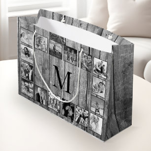 Create Your Custom Photo Collage Rustic Farmhouse Large Gift Bag