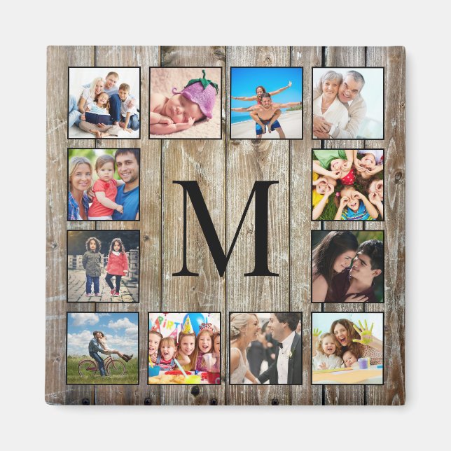 Create Your Custom Photo Collage Rustic Farmhouse Magnet (Front)