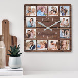 Create Your Custom Photo Collage Rustic Farmhouse Square Wall Clock<br><div class="desc">Easily create your own personalised rustic wooden plank farmhouse style wall clock with your custom photos. For best results,  crop the images to square - with the focus point in the centre - before uploading.</div>