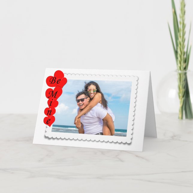 Create Your Custom Photo Red White Valentine Holiday Card (Front)