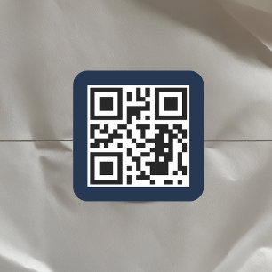 Create Your Custom QR Code Elegant Navy Blue Square Sticker