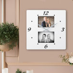 Create your Elegant Simple Photo Collage Square Wall Clock<br><div class="desc">Create your Elegant Simple Photo Collage Wall Clock. Personalise with two of your favourite photos and make your own personal wall clock for your home.</div>