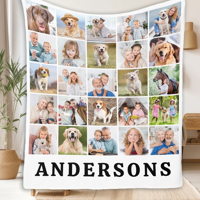 Create Your Family Custom Cute 25 Photos Collage Fleece Blanket (Creator Uploaded)