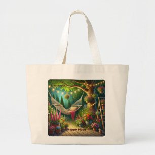 Create Your Happy Place - Tranquil Garden Design Large Tote Bag