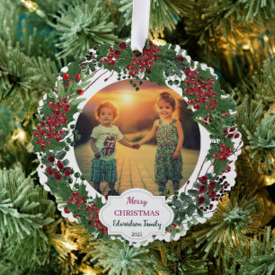 Create your Merry Christmas family photo christmas Tree Decoration Card