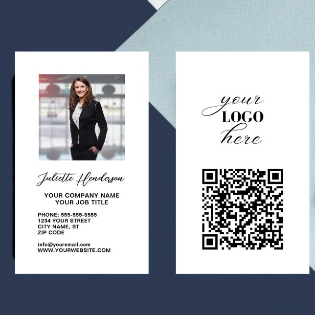Create Your Modern Logo QR Code Photo Elegant Business Card (Creator Uploaded)