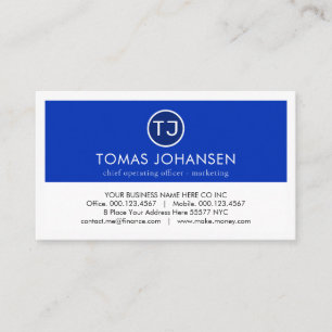 Create Your Monogram Blue White Layers Business Card