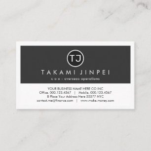 Create Your Monogram Grey White Layers Business Card