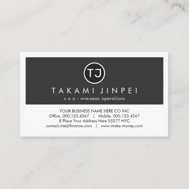 Create Your Monogram Grey White Layers Business Card (Front)
