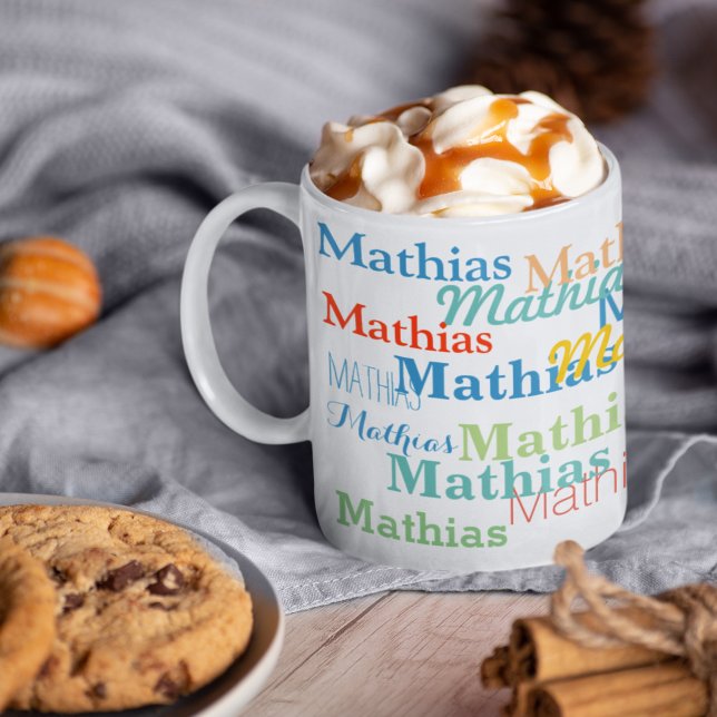 Create Your Name Pattern on White Coffee Mug (happy day moment)