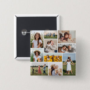 Create Your Own 10 Photo Collage 15 Cm Square Badge