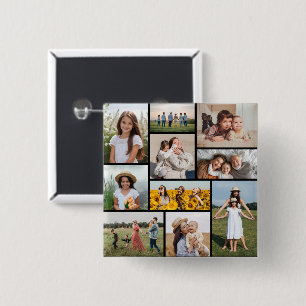 Create Your Own 10 Photo Collage 15 Cm Square Badge
