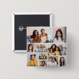 Create Your Own 10 Photo Collage 15 Cm Square Badge
