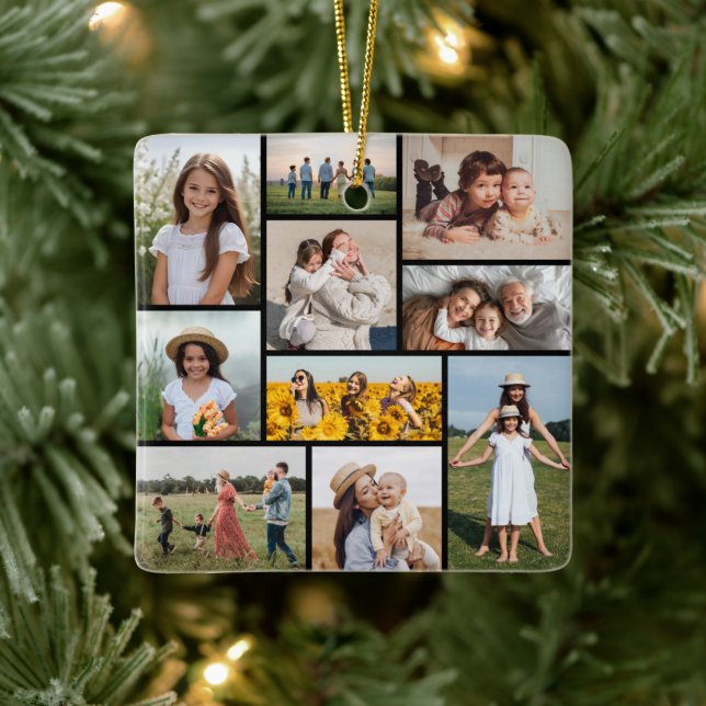 Create Your Own 10 Photo Collage Ceramic Ornament (Tree)