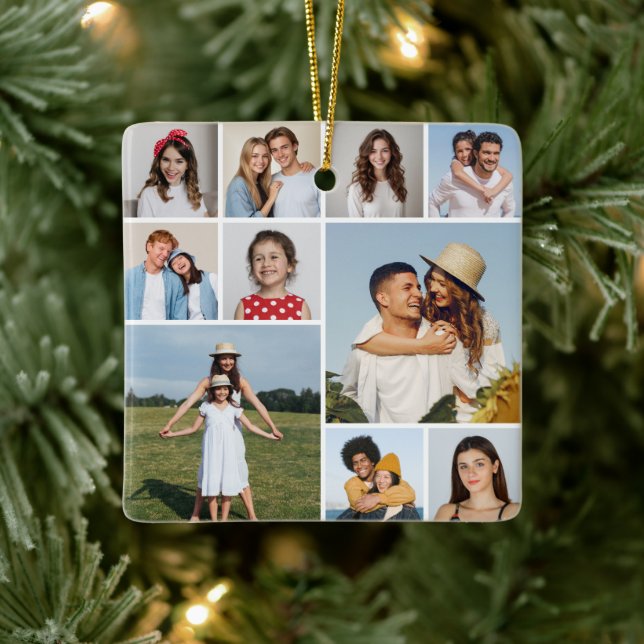 Create Your Own 10 Photo Collage Ceramic Ornament (Tree)