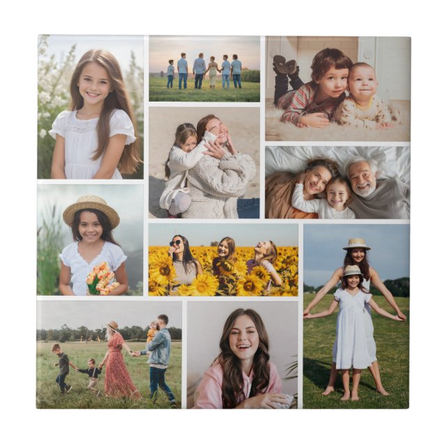 Create Your Own 10 Photo Collage Ceramic Tile (Front)