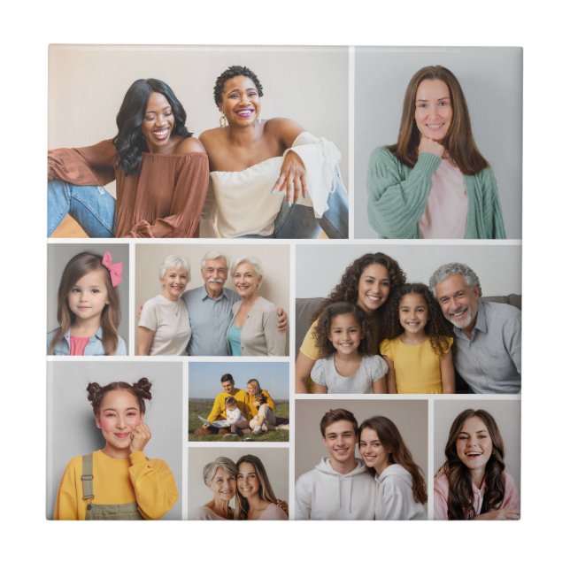 Create Your Own 10 Photo Collage Ceramic Tile (Front)