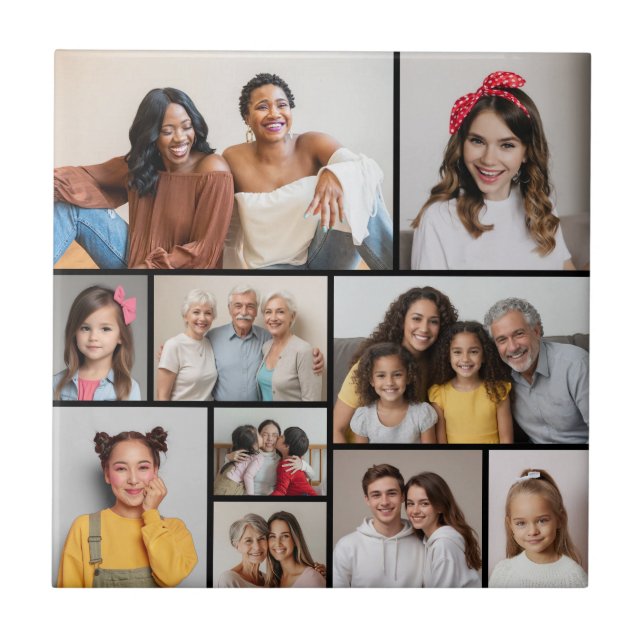 Create Your Own 10 Photo Collage Ceramic Tile (Front)