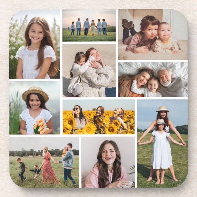 Create Your Own 10 Photo Collage Coaster (Front)